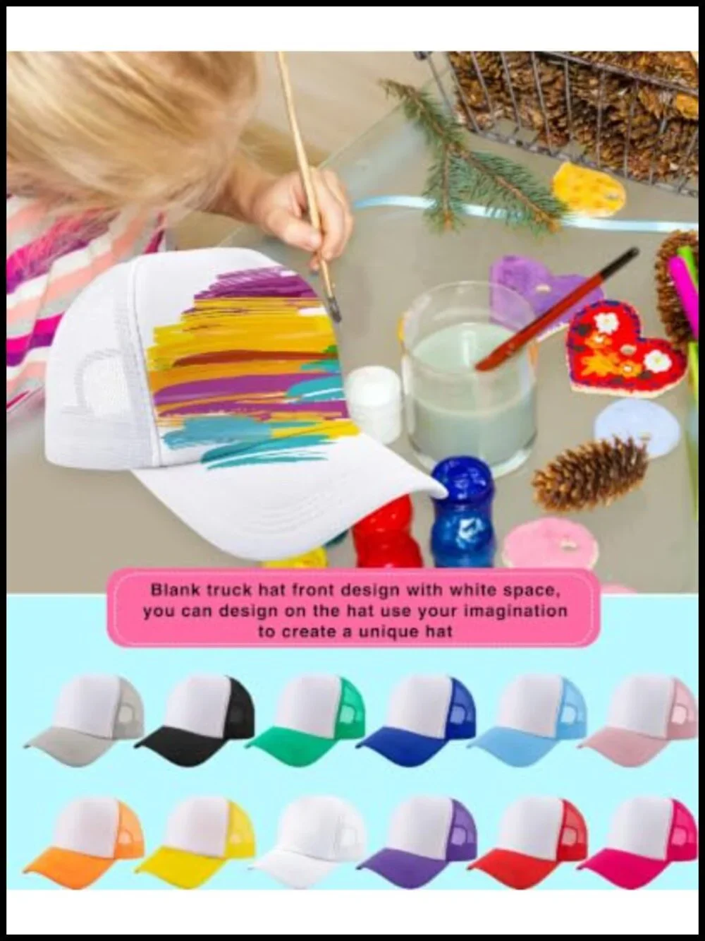 14 Pack Kids Trucker Hats DIY Sublimation Mesh Baseball Cap Adjustable